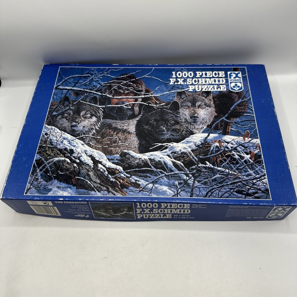 F.X.Schmid 1000‎ Piece Puzzle The Predators Wolves No 90136 20" x 27" Used